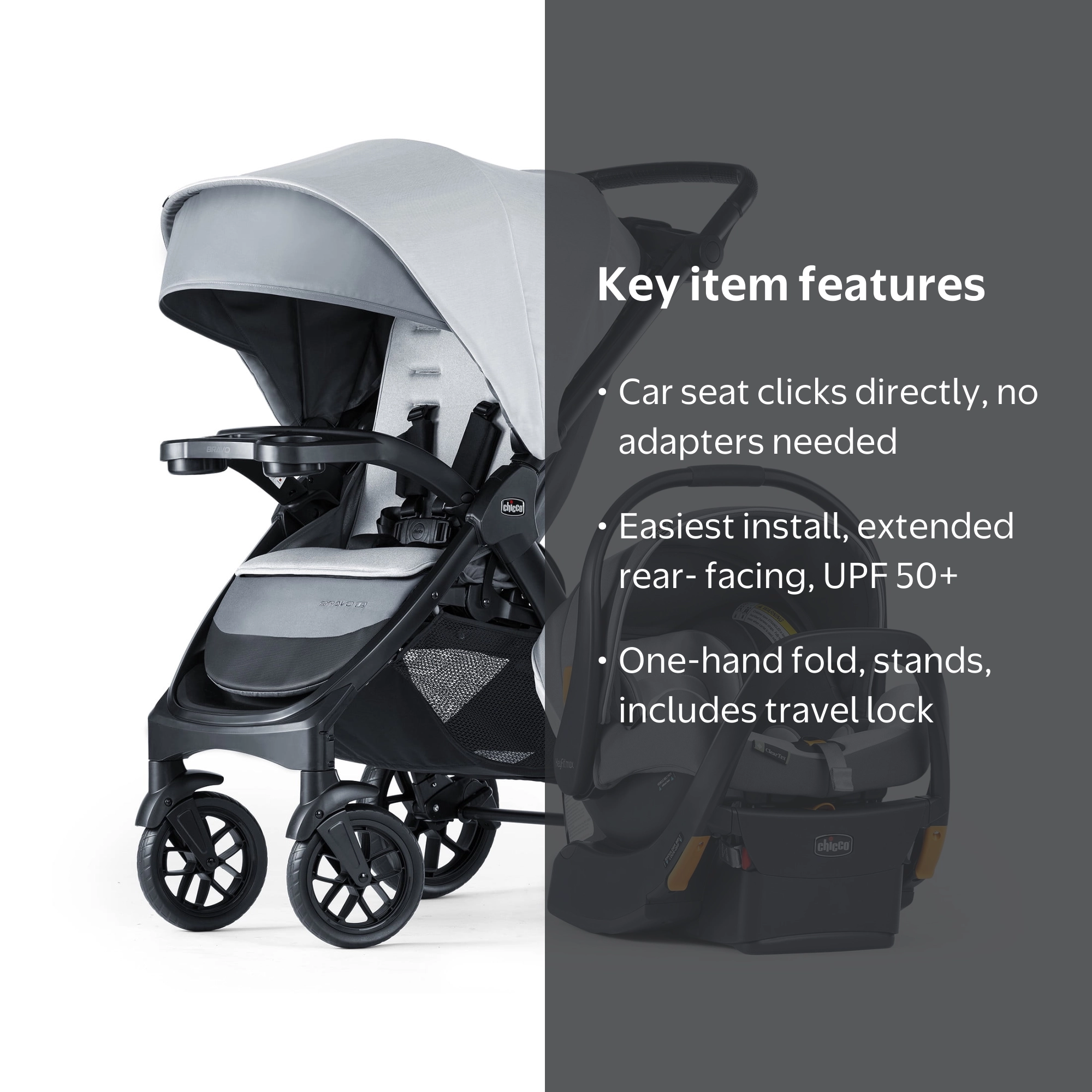 Chicco Bravo® LE ClearTex® Trio Travel System Stroller with KeyFit