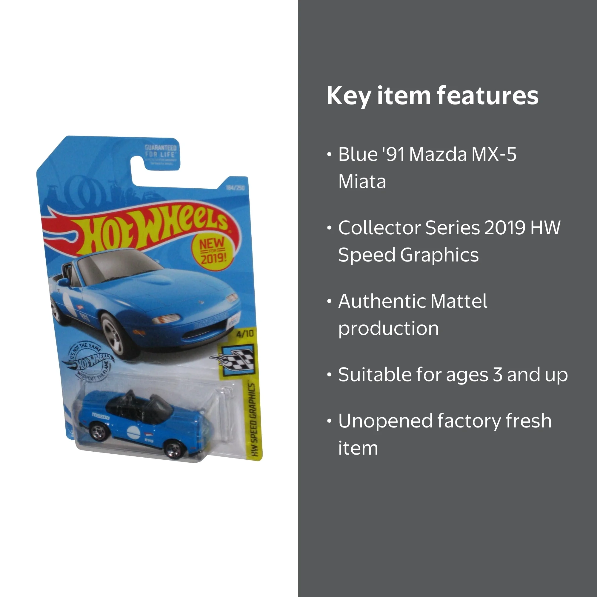 Hot Wheels HW Speed Graphics (2019) Blue '91 Mazda MX-5 Miata Car