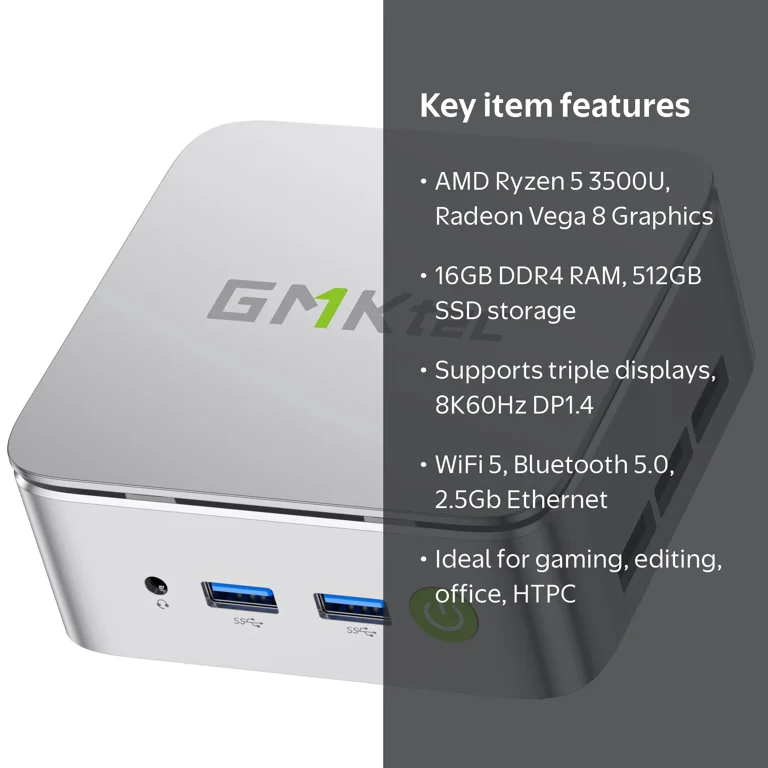 GMKtec G10 Mini PC, AMD Ryzen 5 3500U, 16GB RAM 512GB SSD, Mini