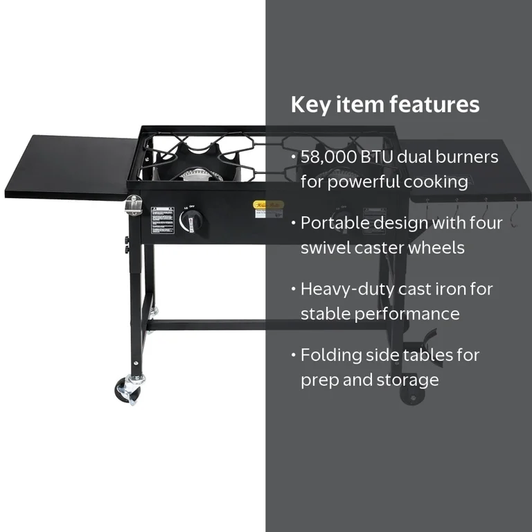 Barton 2 Burner Propane Camping Stove, 120,000 BTU Outdoor Gas