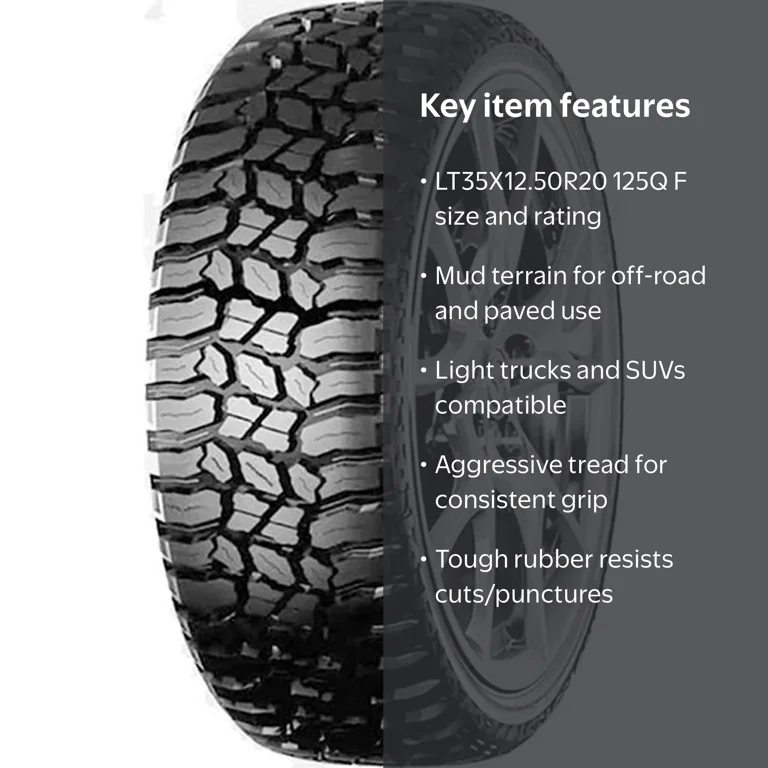 HAIDA 20インチ 溝7分目あり Haida Mud Champ HD869, 35x12.50R20, 125Q, F Load Range, 12 Ply