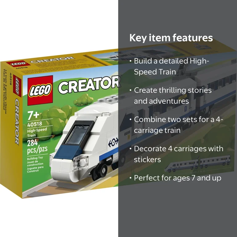 LEGO, High-Speed Train, 2 Carriages, Includes Stickers - Walmart.com