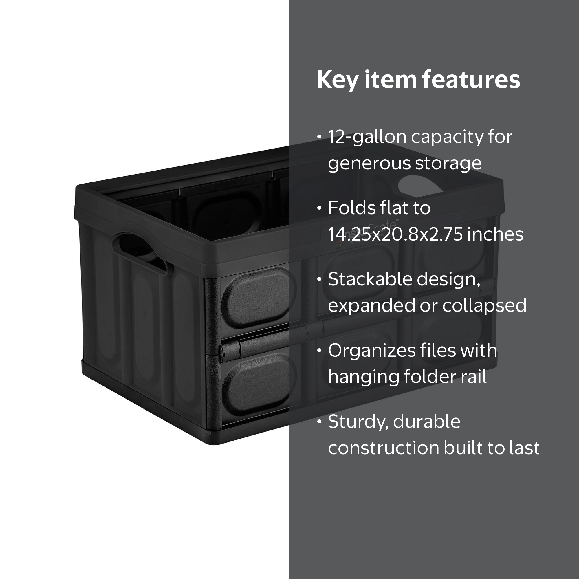 Greenmade Instacrate Black: Collapsible Storage Crate, Foldable