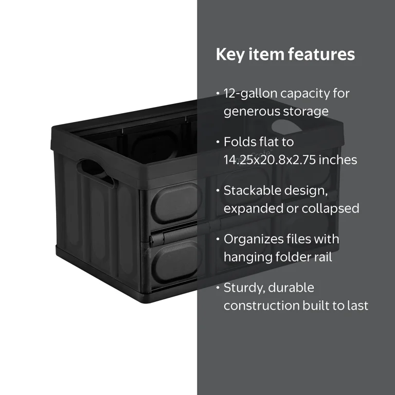 Greenmade Instacrate Black: Collapsible Storage Crate, Foldable