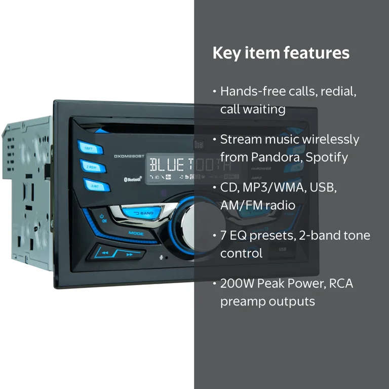 Dual Electronics DXDM280B Double DIN Car Stereo, New - Walmart.com