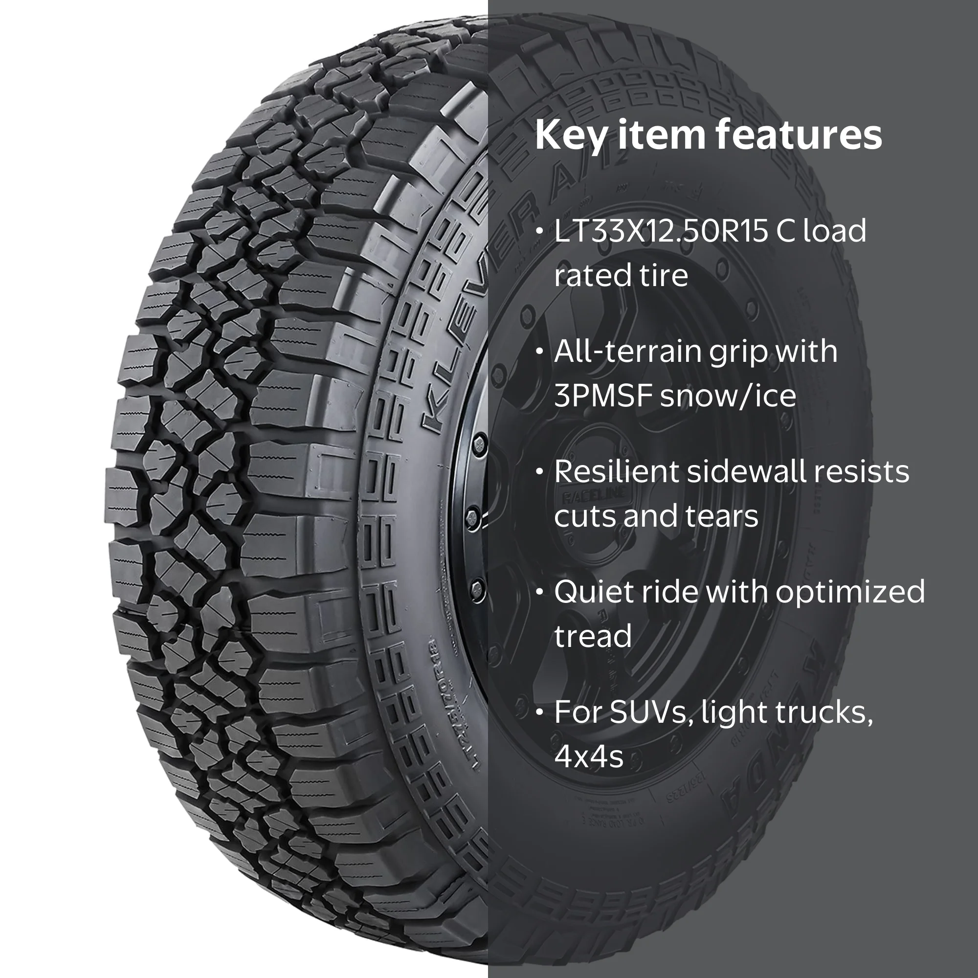 Kenda Klever A/T2 KR628, All Terrain Light Truck Tire, LT33X12