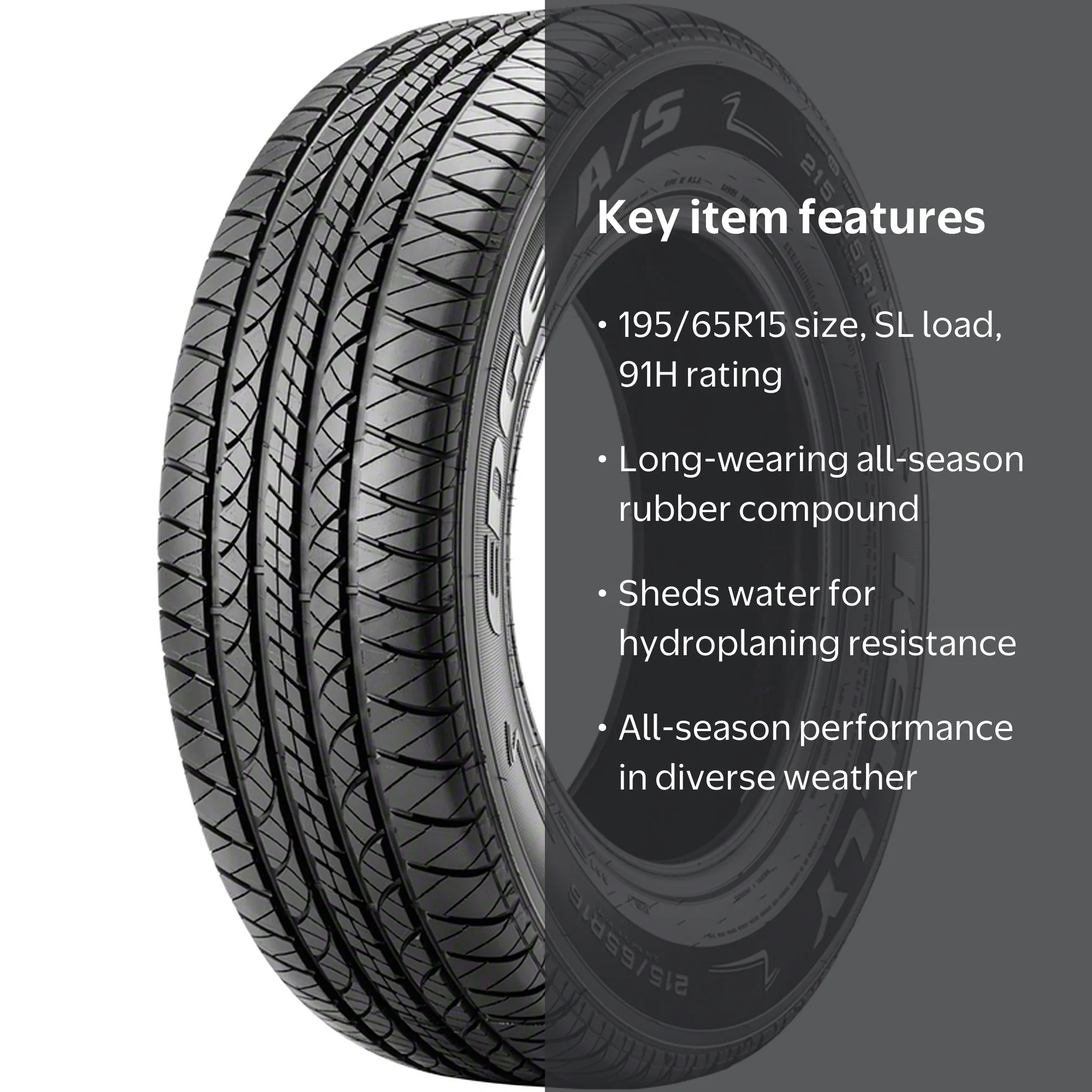 Kelly Edge 91H Long-Lasting All-Season 195/65R15 A/S Passenger