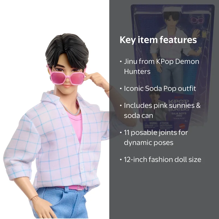 KPop Demon Hunters Saja Boys Jinu Fashion Doll in “Soda Pop” Look