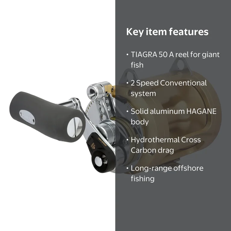 Shimano Saltwater Tiagra 50 A Long Range 2SPD Fishing Reel