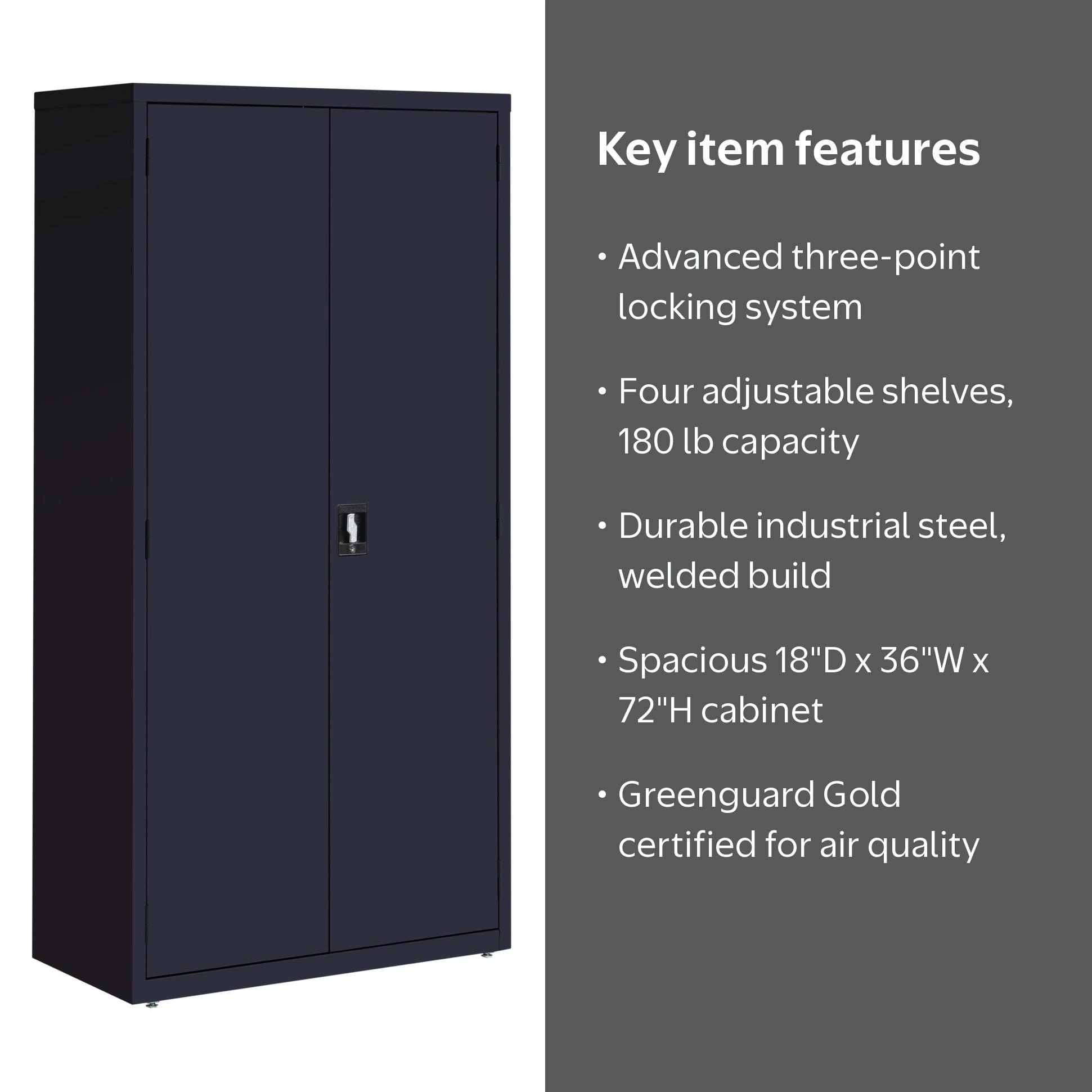 Hirsh Welded Steel Storage Cabinet with 4 Shelves, 18