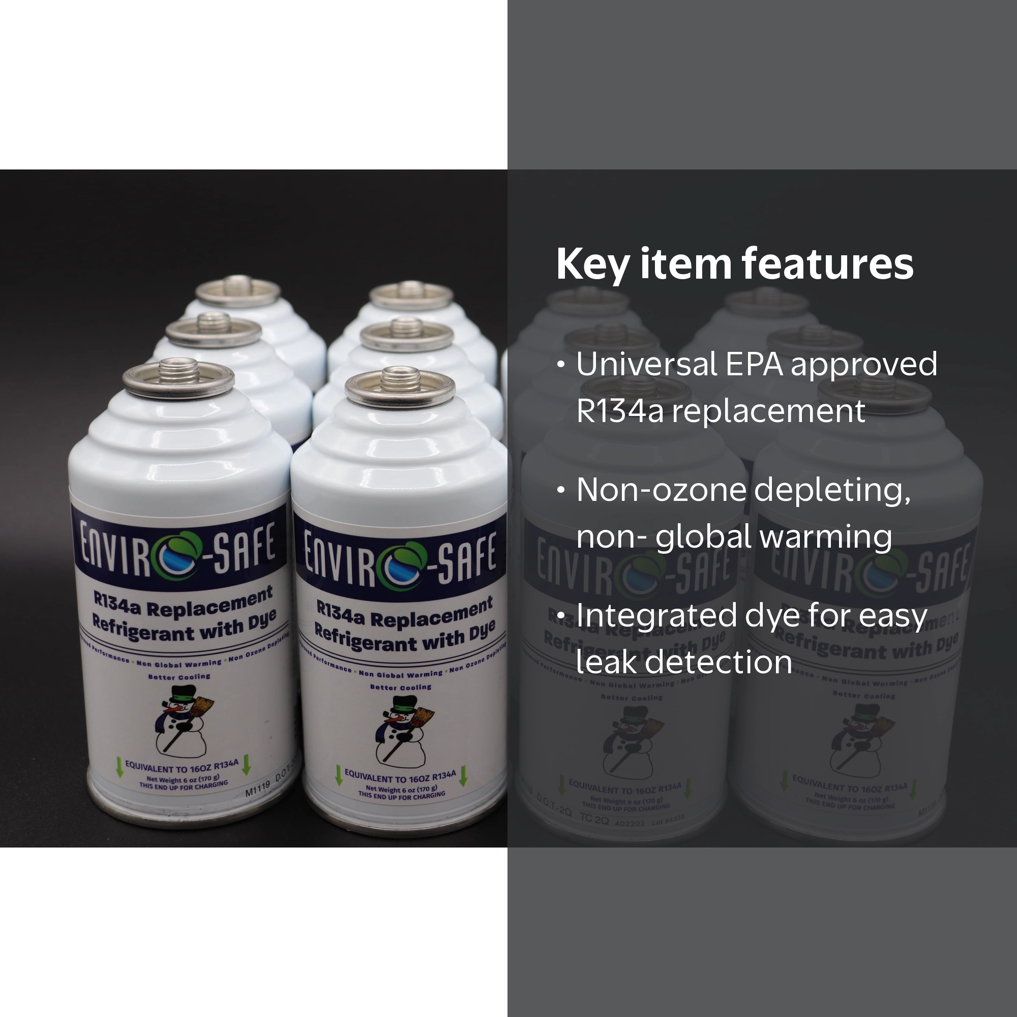 Enviro-Safe, R134a Replacement Refrigerant, 6 oz, case of 12 cans