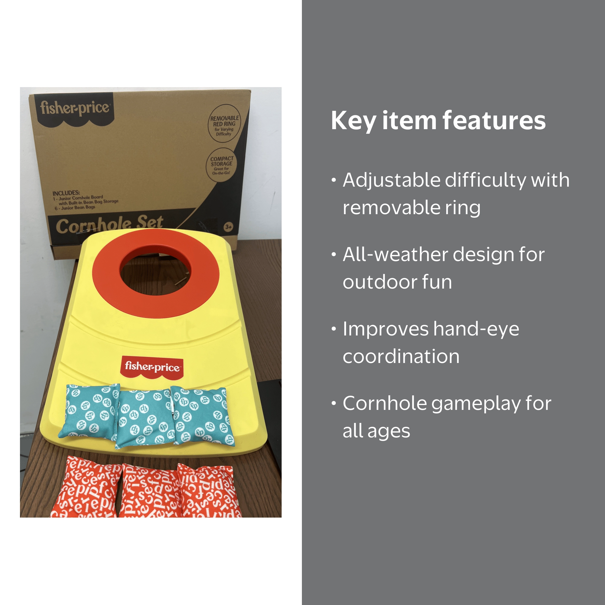 Fisher Price Junior Cornhole Game Set - Bean Bag Toss with