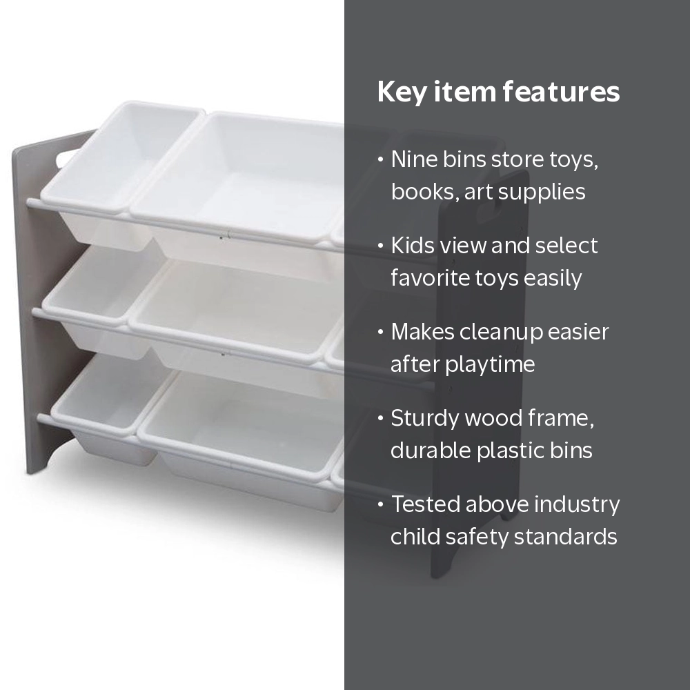 Delta Children MySize 9 Bin Plastic Toy Organizer, Grey - Walmart.com
