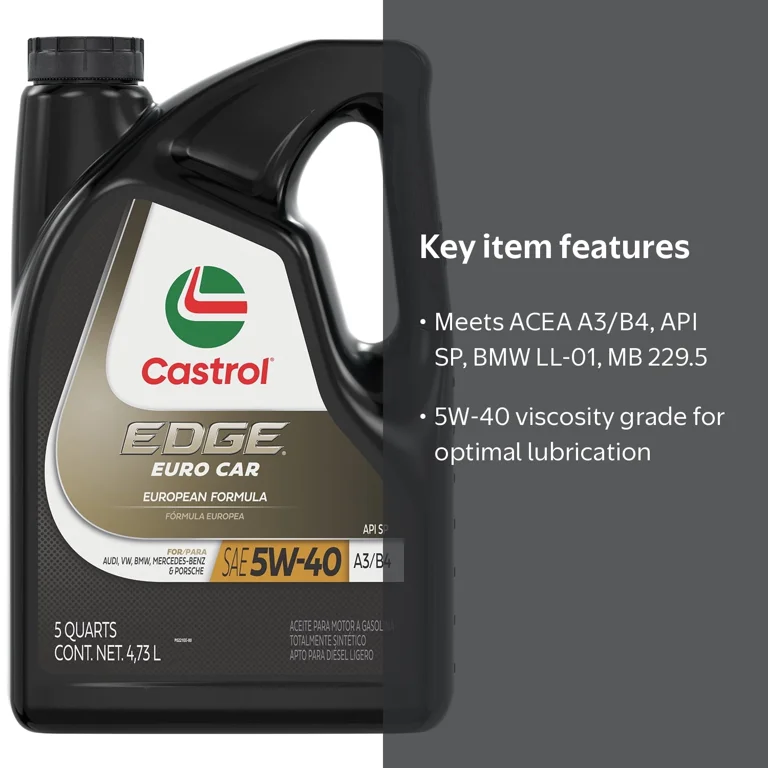 Castrol EDGE 5W-40 Engine Oil, Advanced Full Synthetic A3/B4, Euro