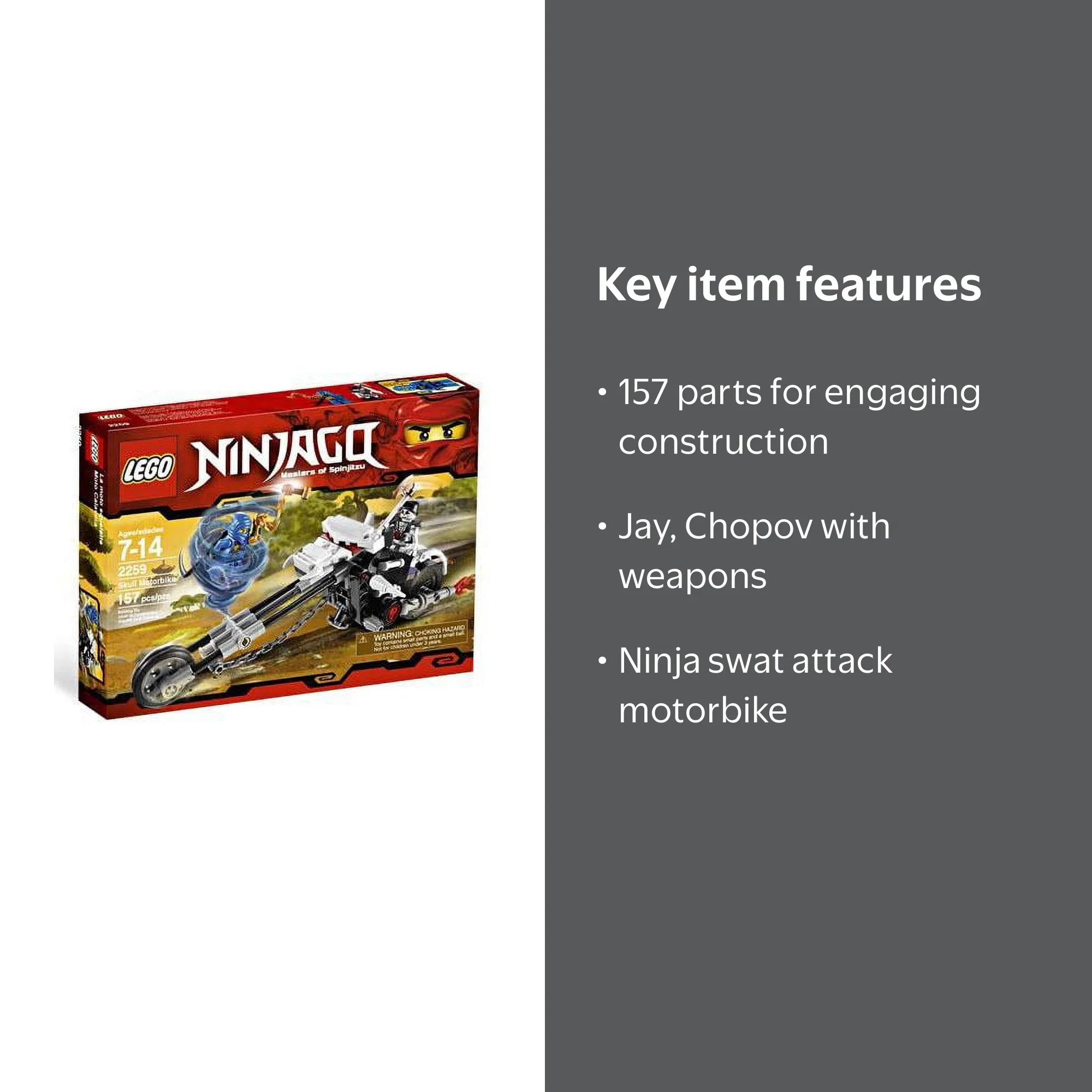 LEGO Ninjago Skull Motorbike 2259 Set with Jay and Chopov