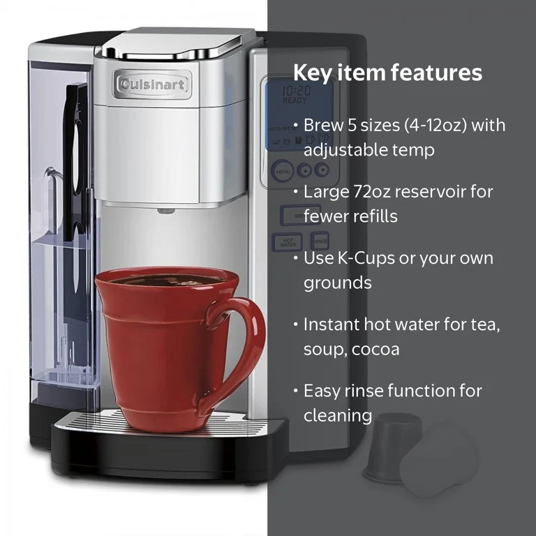コーヒーメーカー・エスプレッソマシン Cuisinart Single Serve Coffee Maker Cuisinart Single Serve Coffee Maker + Hot Water, 72 oz - Walmart.com