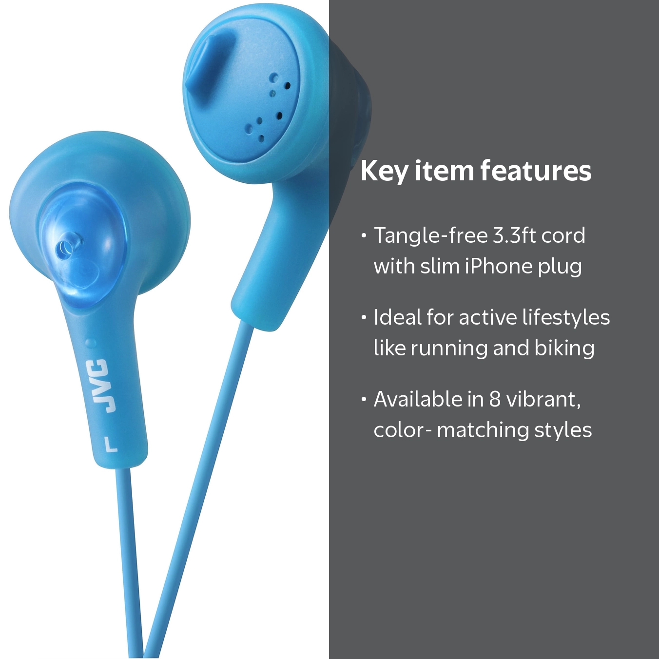 JVC In-Ear Headphones, Blue, HAF160A - Walmart.com