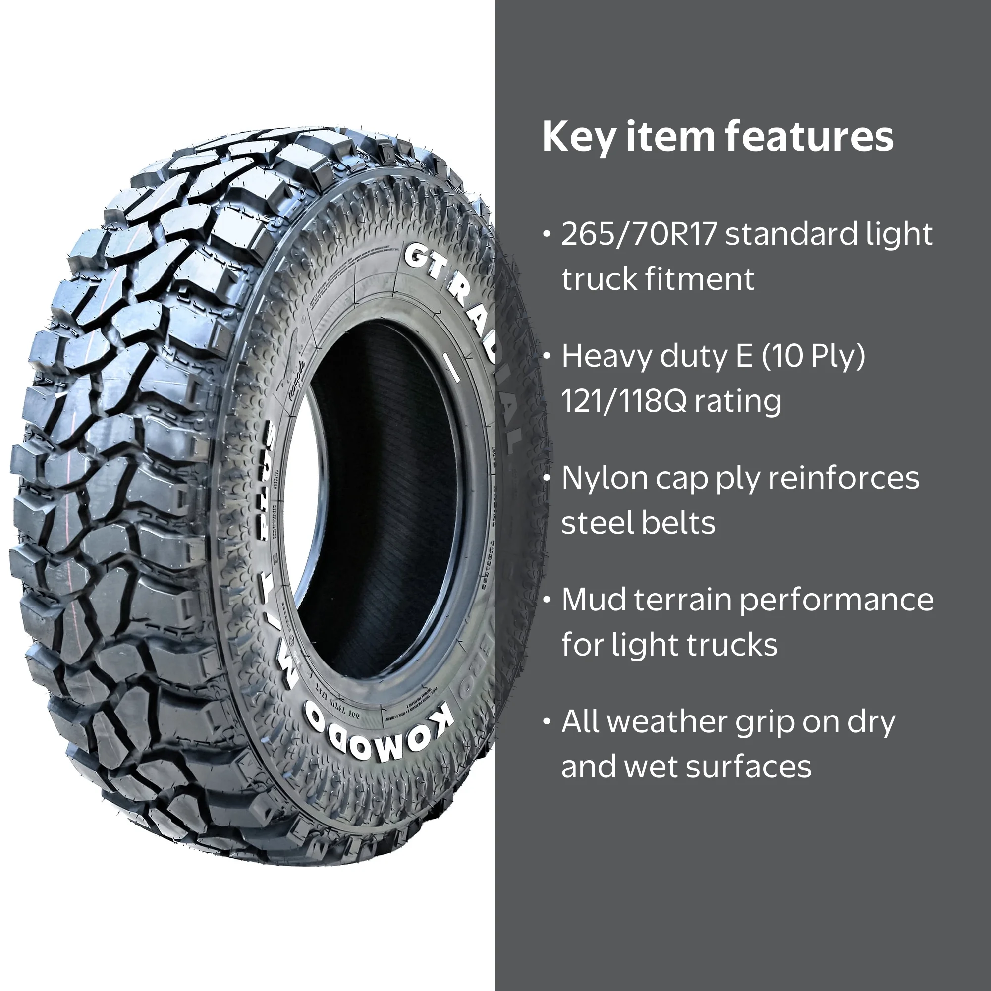 GT Radial Savero Komodo M/T Plus LT 265/70R17 E 10 Ply All Season