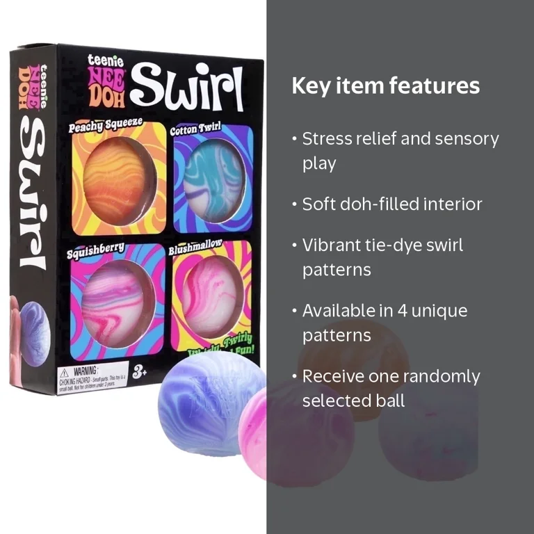 NeeDoh, Stress Reliever Balls, 4 Pack, Multicolor, sensory, fidget
