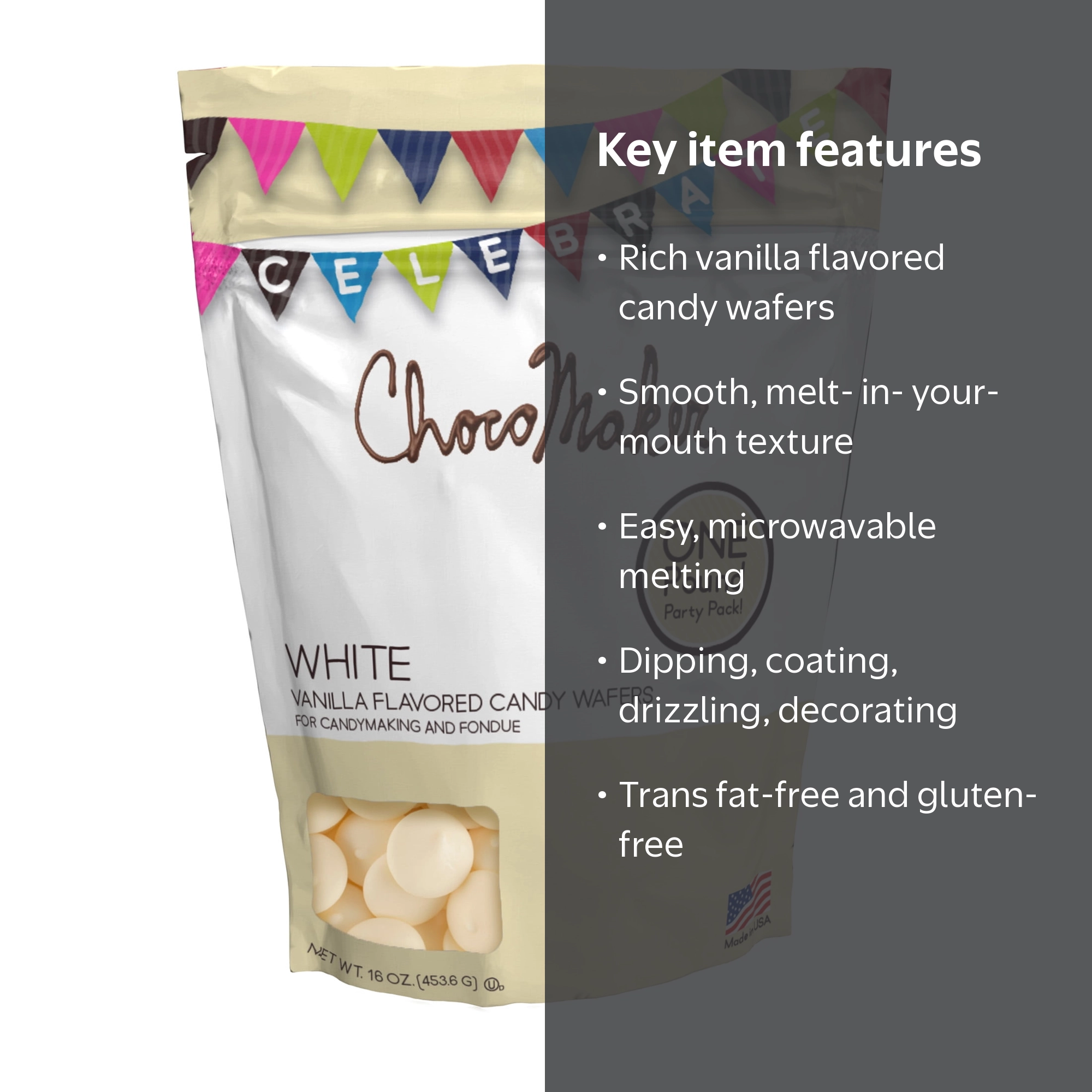 ChocoMaker Vanilla Candy Wafers, 16 oz Standup Pouch, Easy to Melt