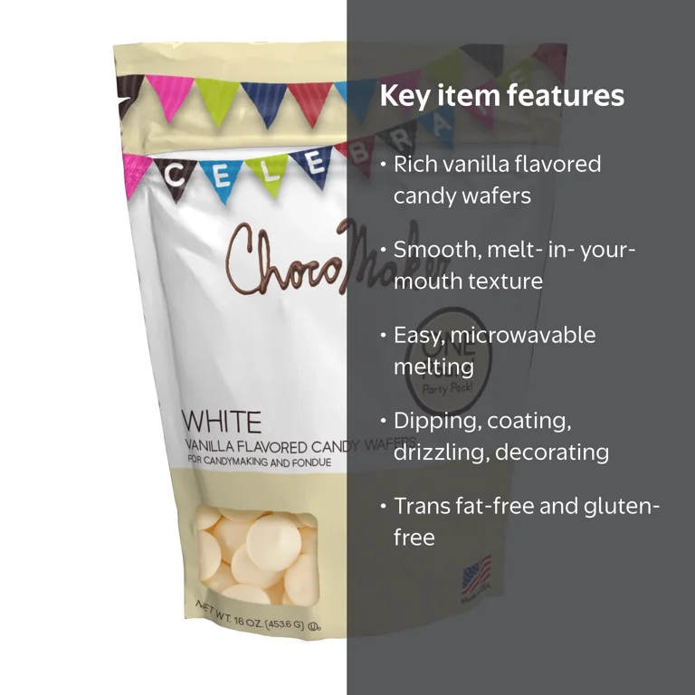 ChocoMaker Vanilla Candy Wafers, 16 oz Standup Pouch, Easy to Melt
