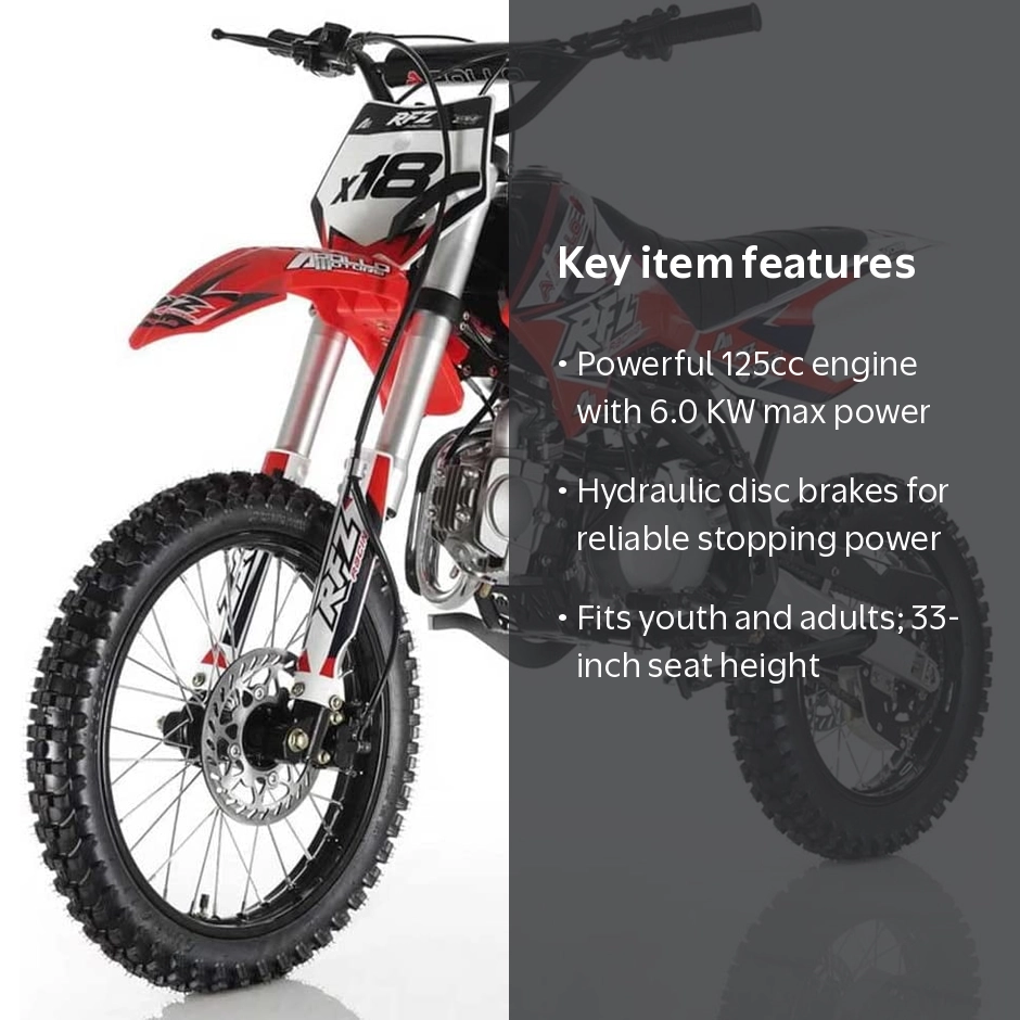 Apollo DB X18 125CC Vitacchi Gas Dirtbike, Manual Kick Start