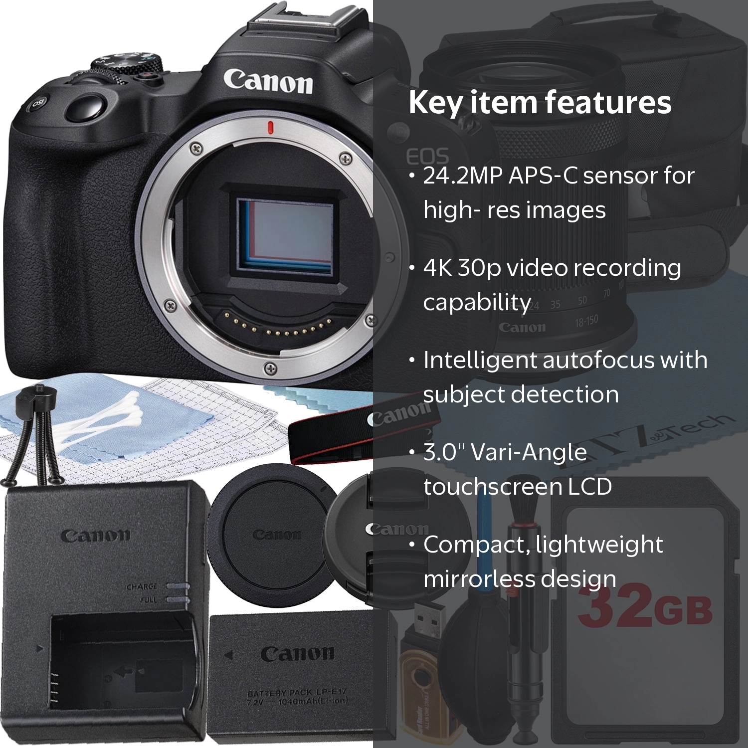 Canon EOS R50 Content Creator Kit: Mirrorless Camera, 18-150mm