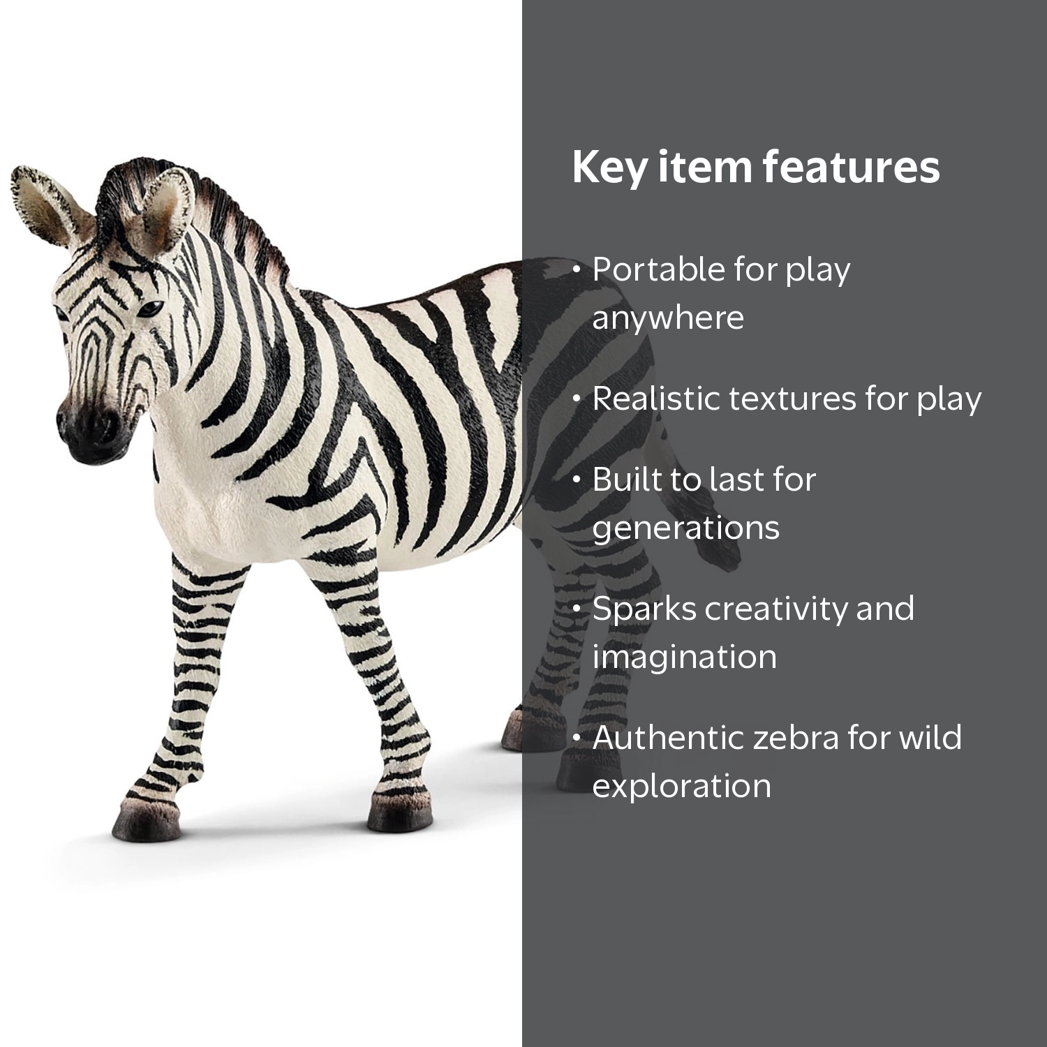 Schleich Wild Life Realistic Female Zebra Figurine - Authentic and