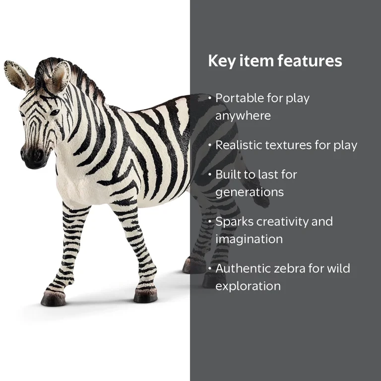Schleich Wild Life Realistic Female Zebra Figurine - Authentic and