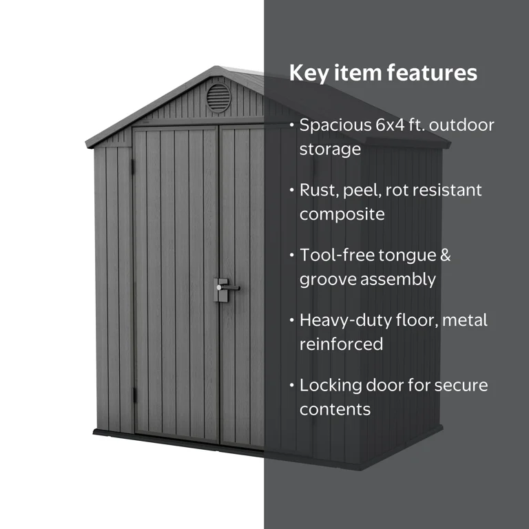 Keter Darwin 6x4 ft. Durable Resin Outdoor Storage Shed With Heavy