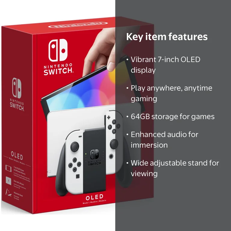 Nintendo, Video Game Console, OLED, 64 GB, White Joy-Con - Walmart.com