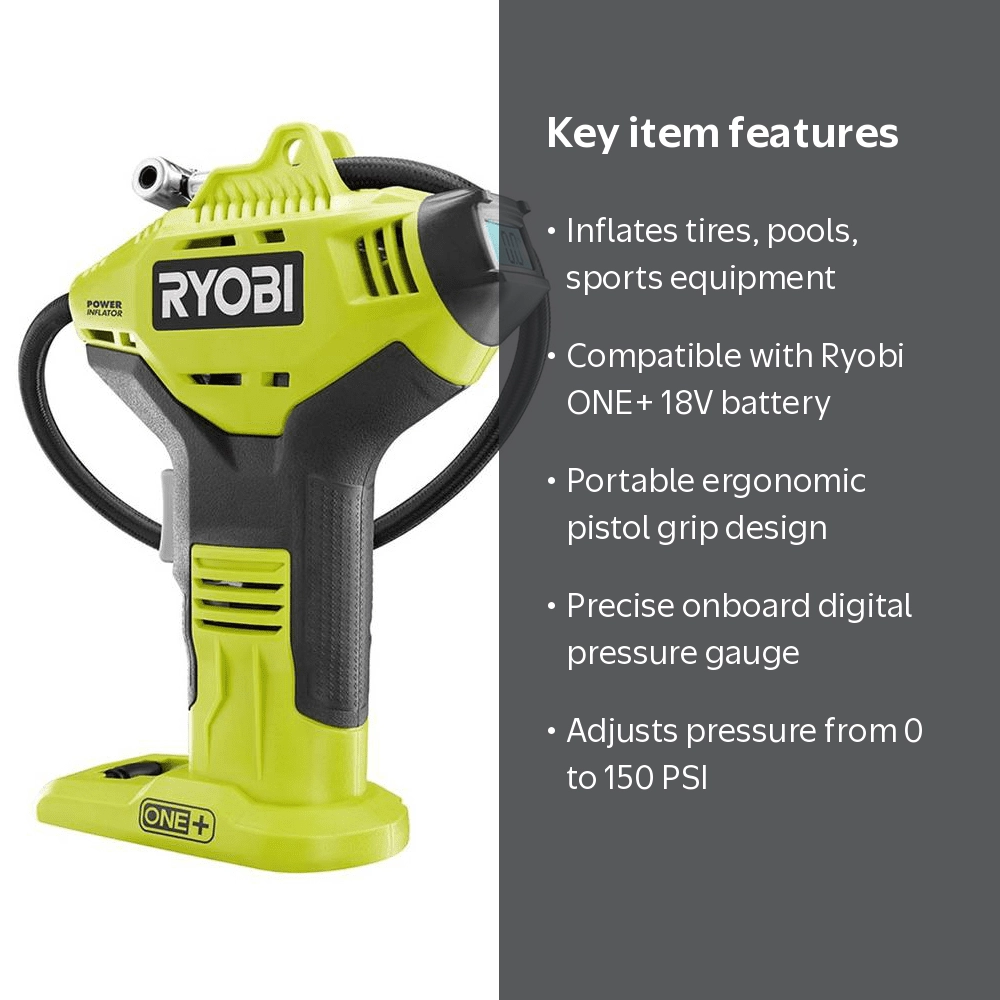 Ryobi 18V ONE+ Lithium-Ion Cordless High Pressure Inflator with