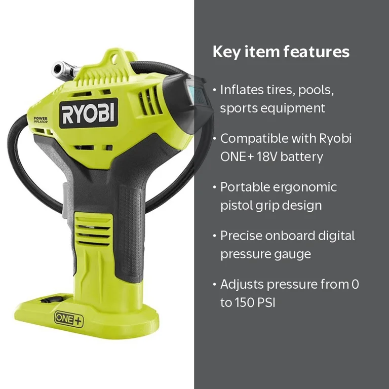 Ryobi 18V ONE+ Lithium-Ion Cordless High Pressure Inflator with