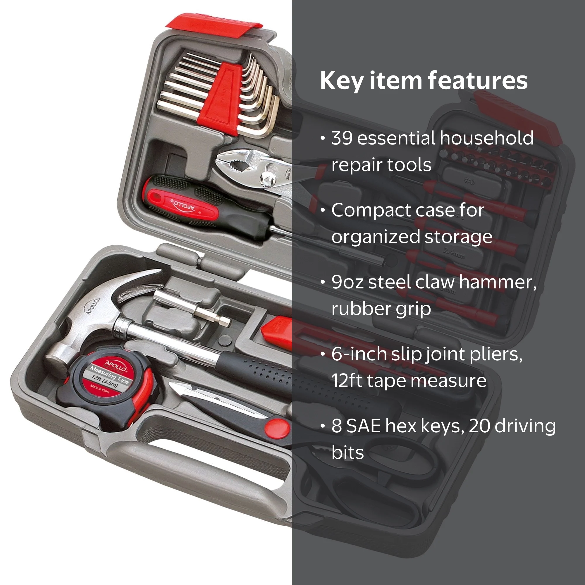 Apollo Tools 39 Piece General Tool Set - DT9706 - Walmart.com