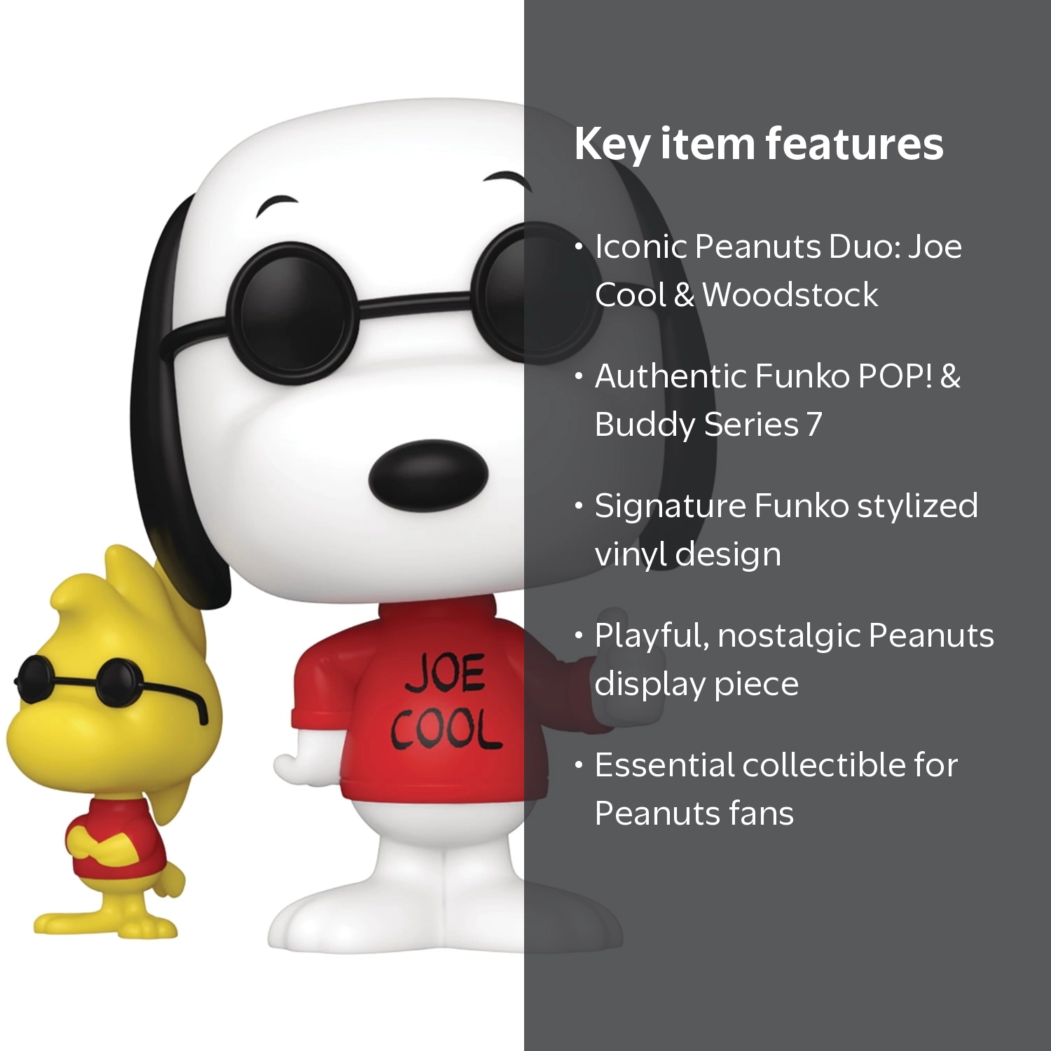Funko, POP&Buddy Peanuts S7 Joe Cool with Woodstock Vinyl Figure