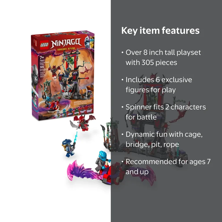 LEGO NINJAGO Dragonian Storm Village Toy Set, Spinner Toy, 6