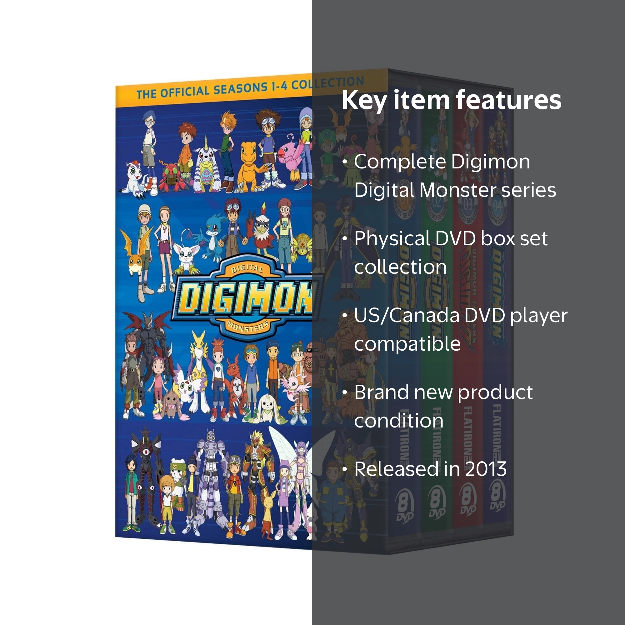 Digimon Digital Monster: The Complete Series Seasons 1-4. DVD Box