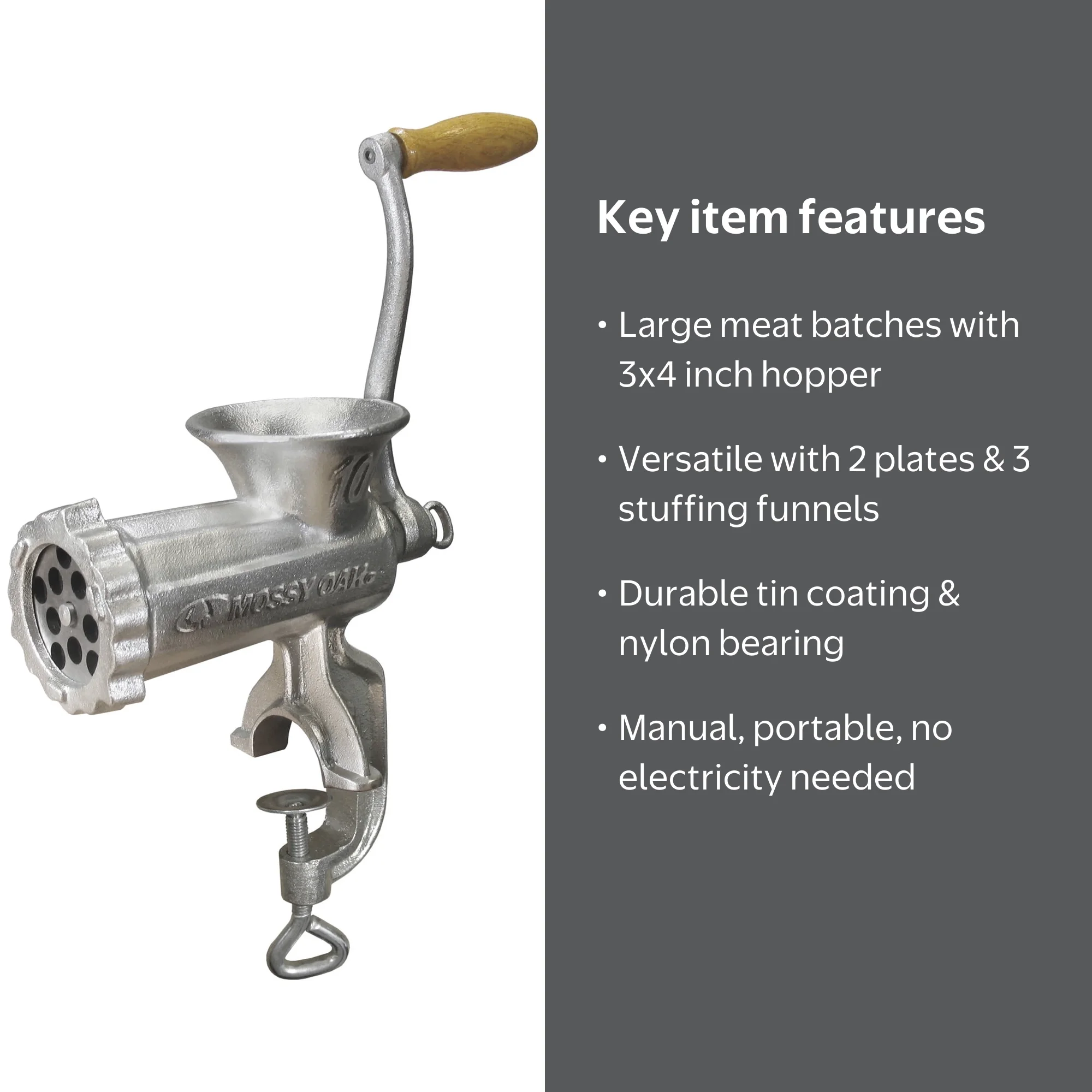Mossy Oak Heavy-Duty Manual Meat Grinder & Sausage Stuffing Kit