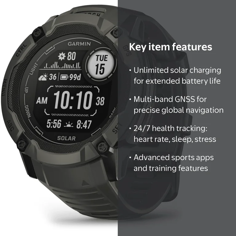 Garmin Instinct 2X Solar GPS Smartwatch with Rugged Moss Design