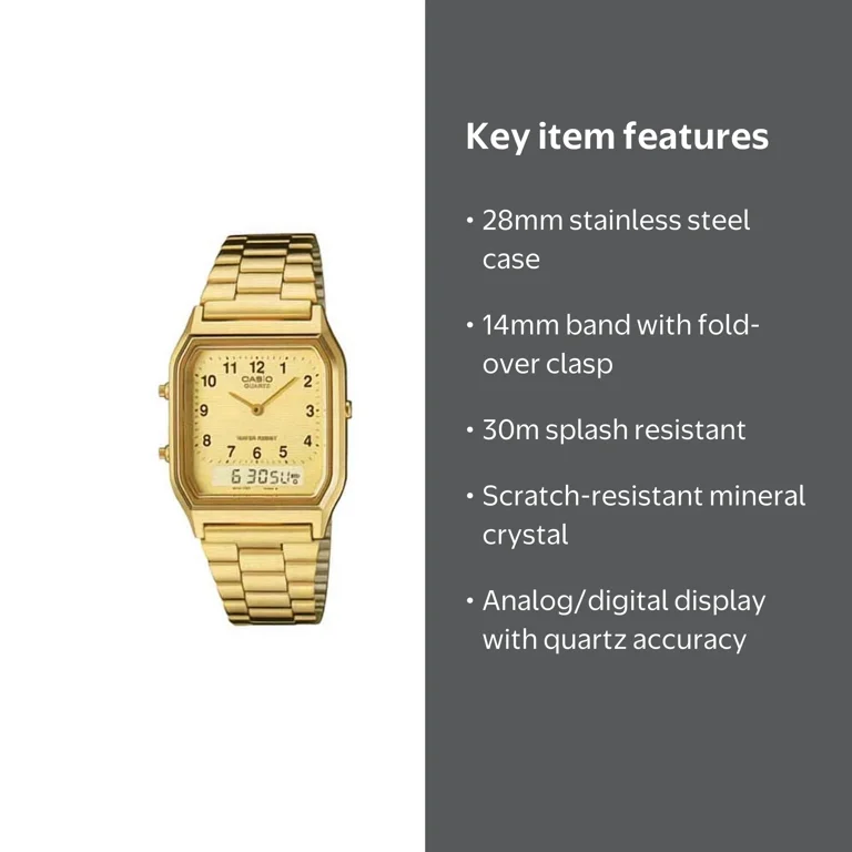 Casio Men's Classic Watch Quartz Gold Tone Stainless Steel Analog