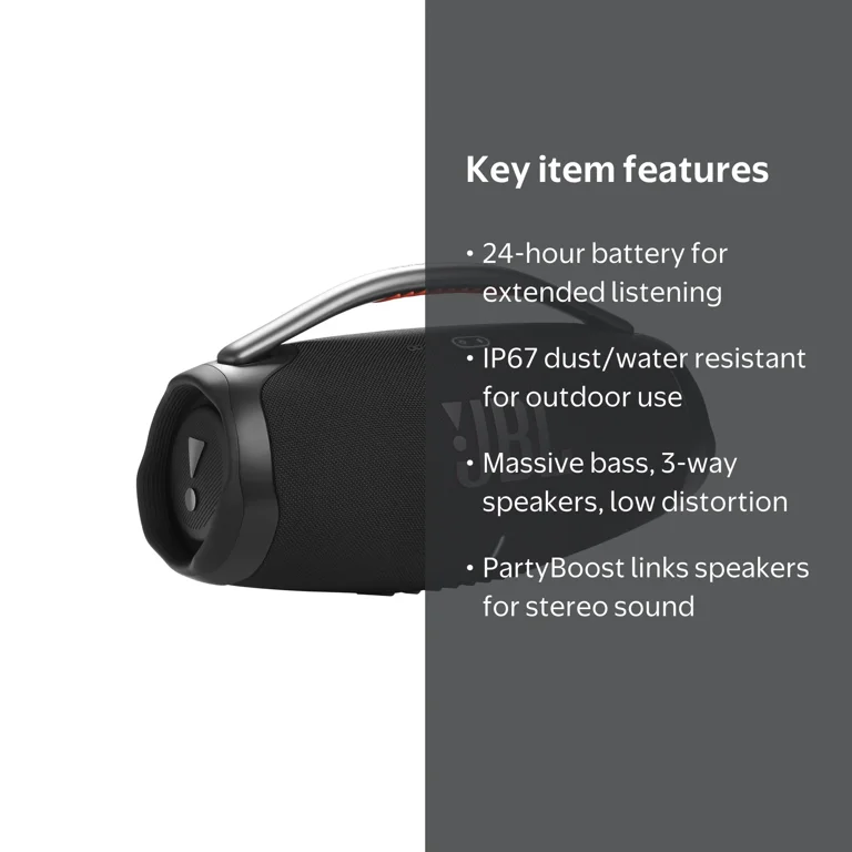 JBL Boombox 3 - Wireless Bluetooth Portable Speaker, Black