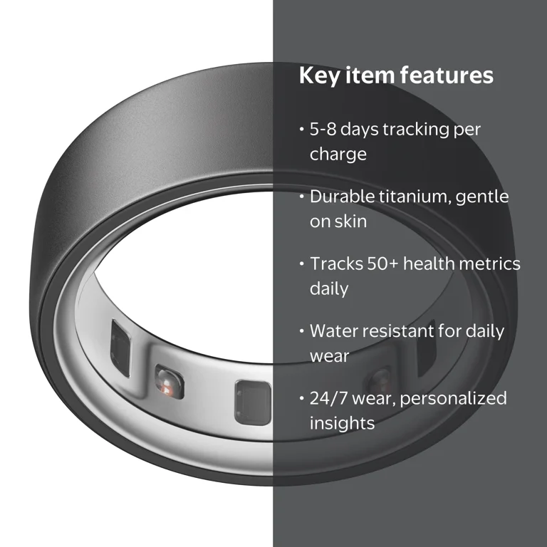 Oura Ring 4, Stealth, Size 14, Smart Wearable, Sleep, Fitness
