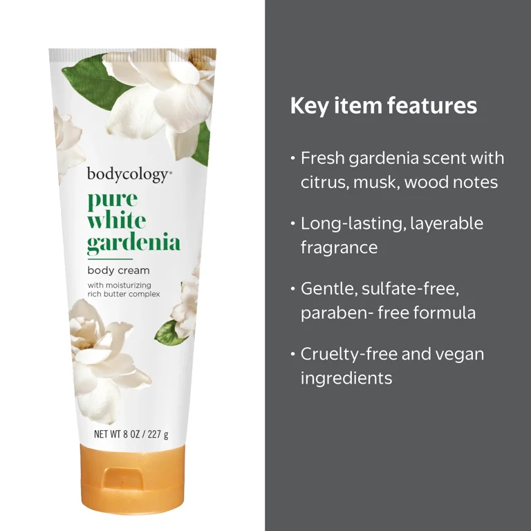 ローマピンク Body Whitening Cream 5g Bodycology Pure White Gardenia Shea Butter Body Cream, 8 oz