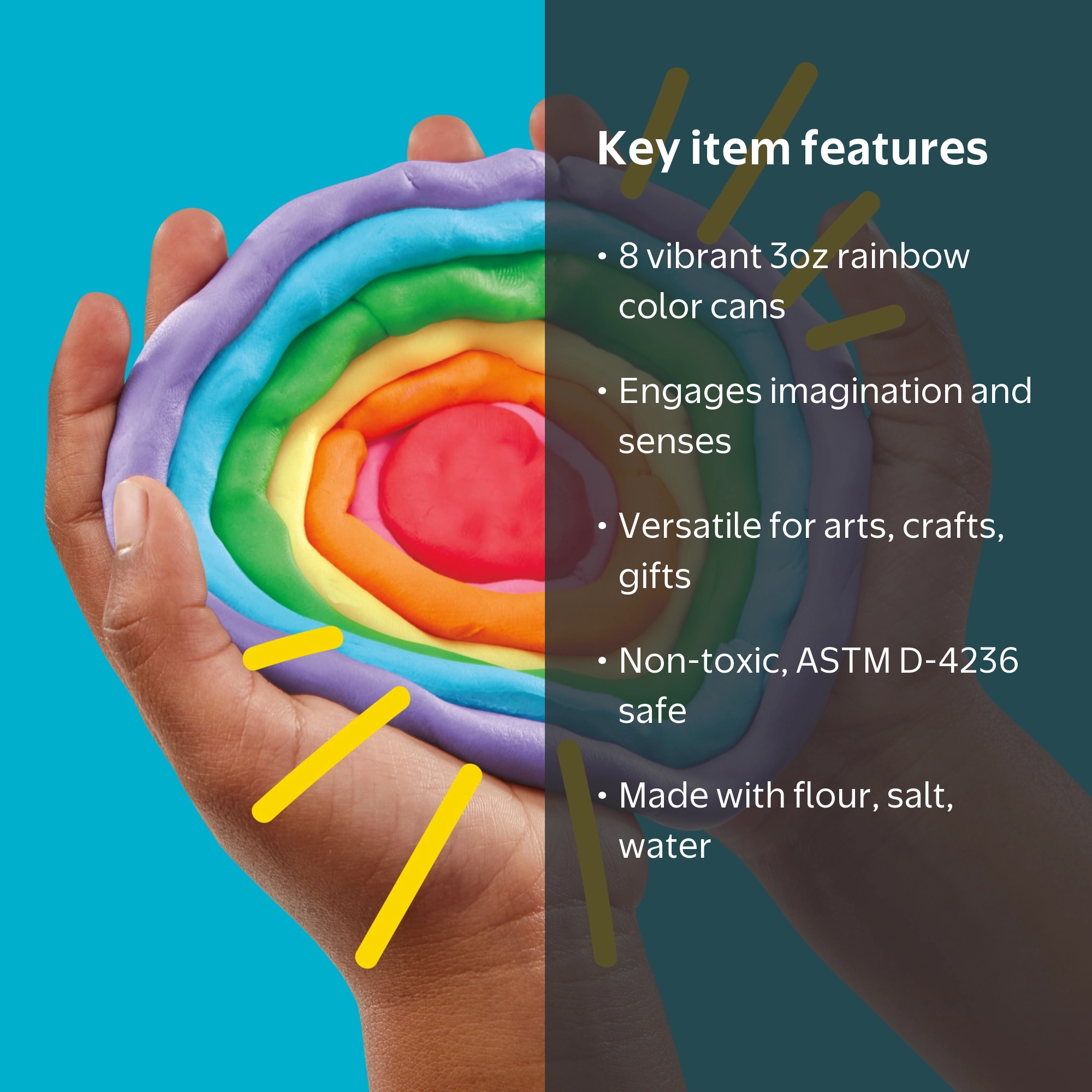Play-Doh 8-Pack Rainbow Colors Modeling Compound, 3 oz Cans