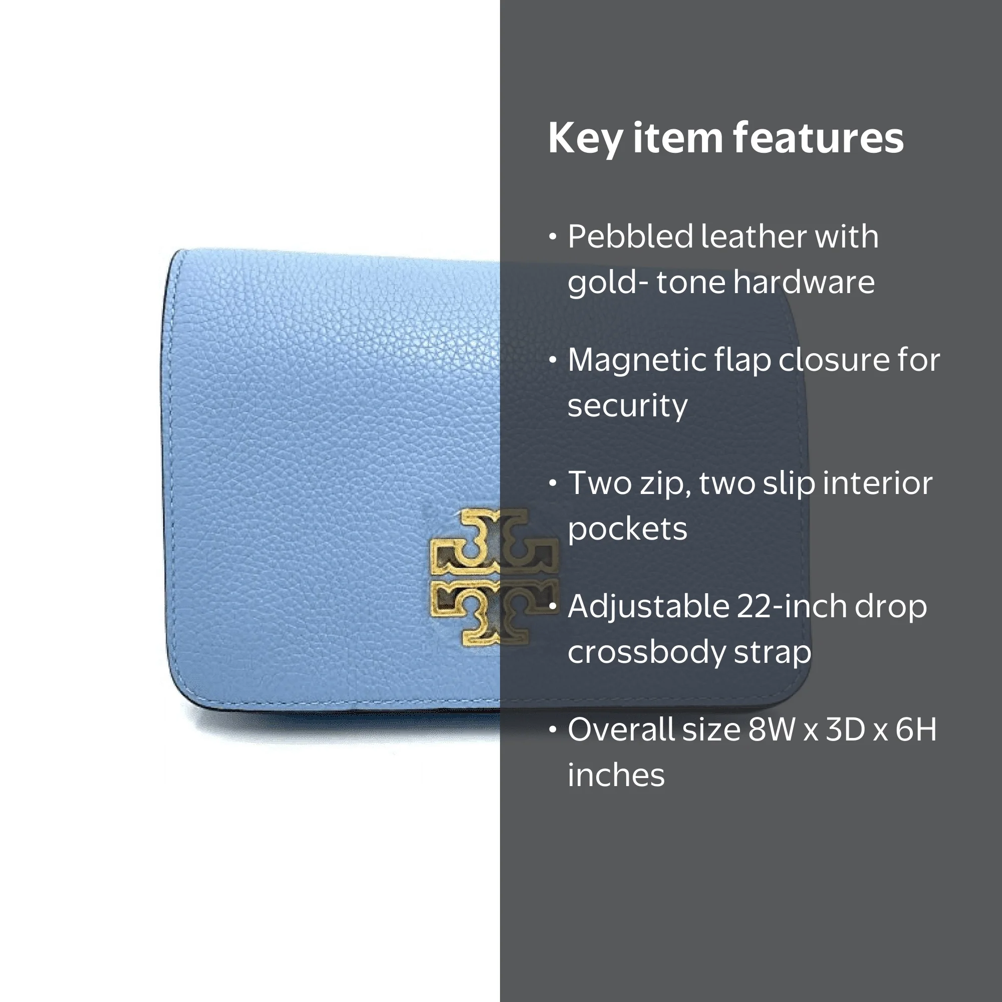 Tory Burch Women's Small Britten Pebbled Leather Combo Crossbody