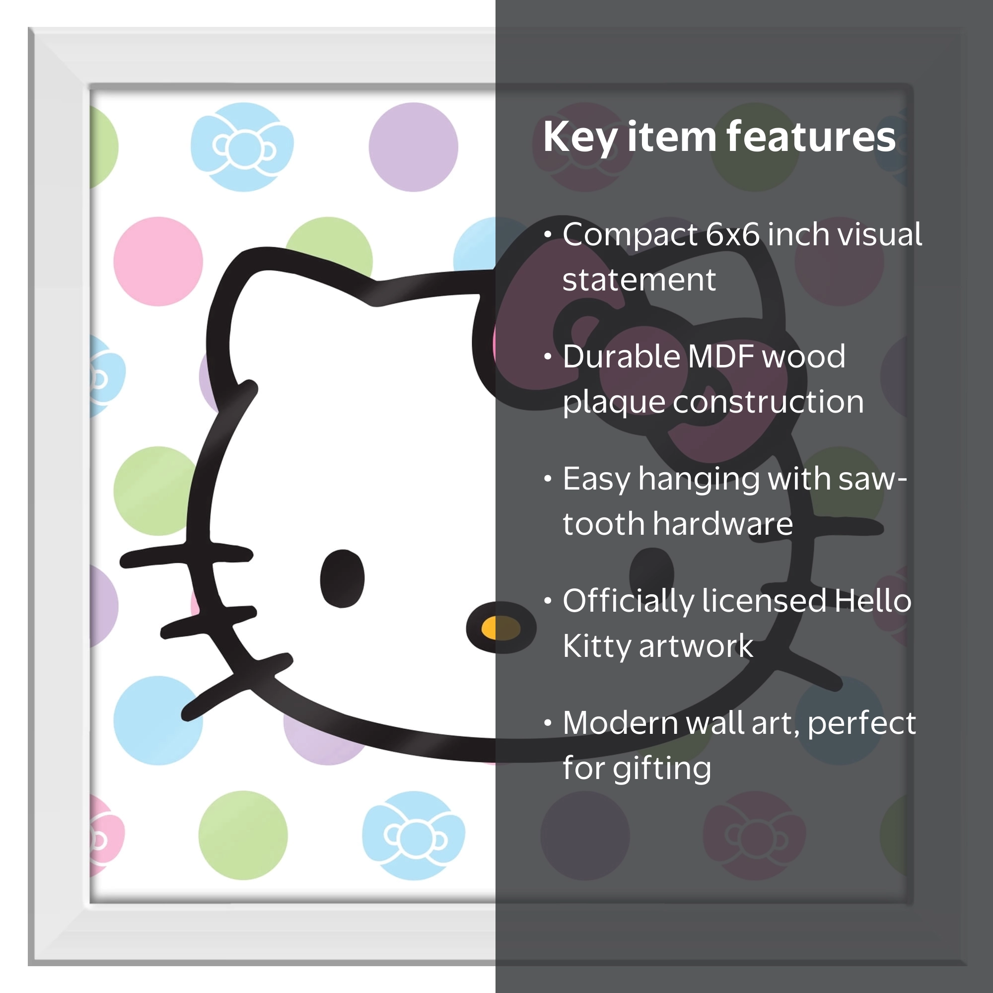 Silver Buffalo Hello Kitty Pose Name Multi Dots Gel Coat 6