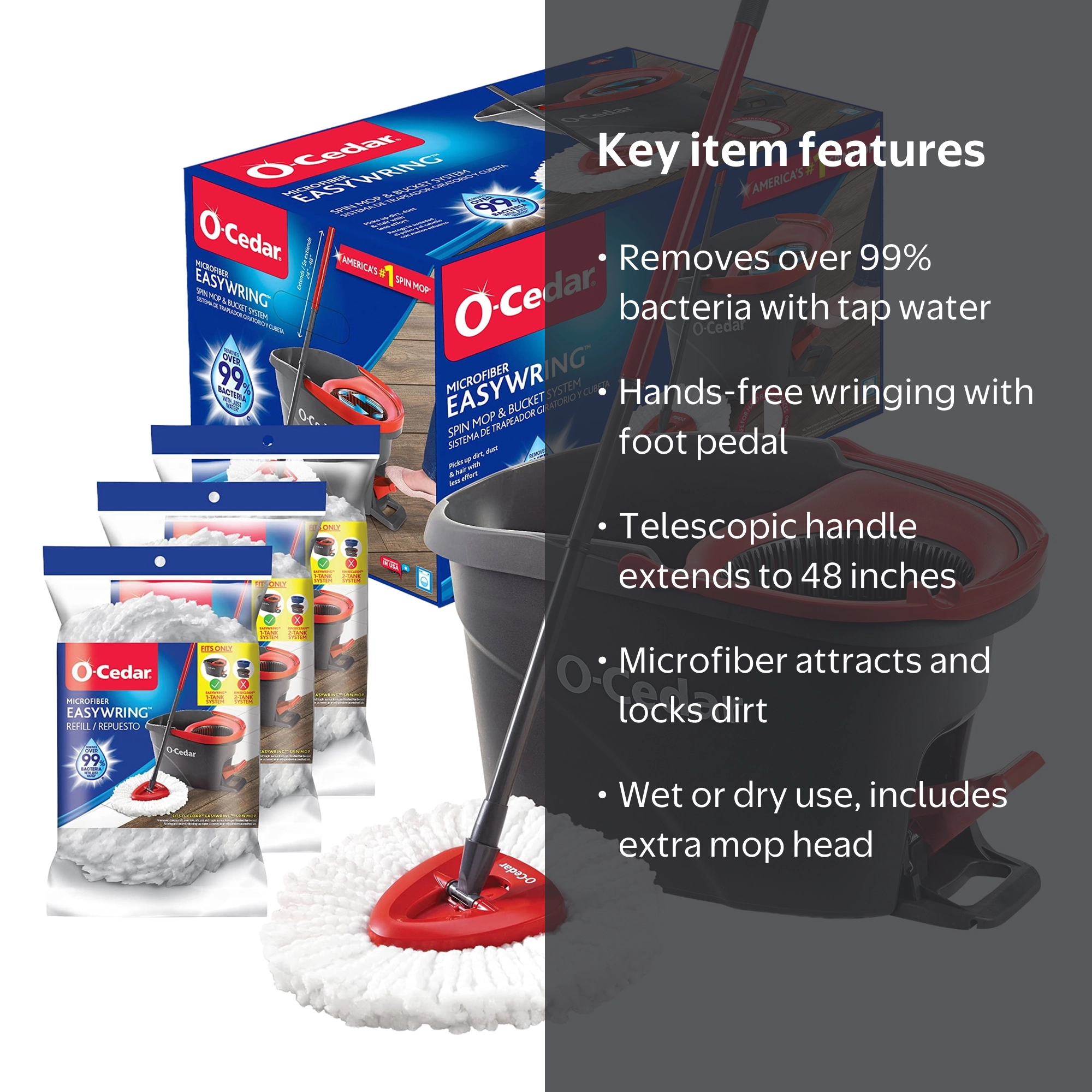 O-Cedar Microfiber Spin Mop & Bucket System + 1 Refill - Walmart.com