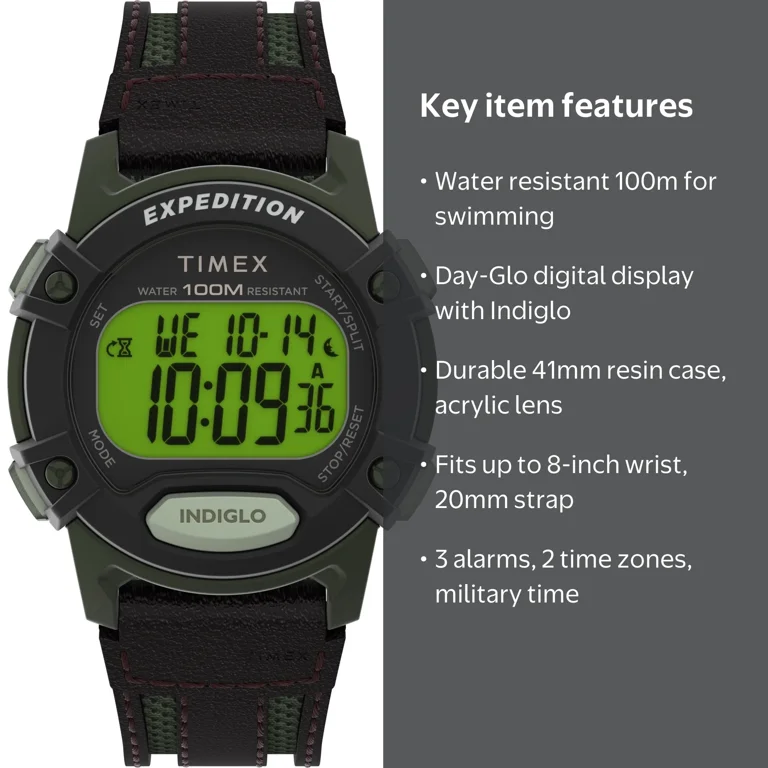 TIMEX EXPEDITION デジタル腕時計 ブラック/グリーン Timex Men's Expedition Digital CAT5 41mm Watch – Green Case Black