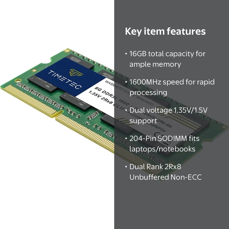 Timetec, Memory Kit, 16GB, DDR3L DDR3 1600MHz, Dual Rank - Walmart.com