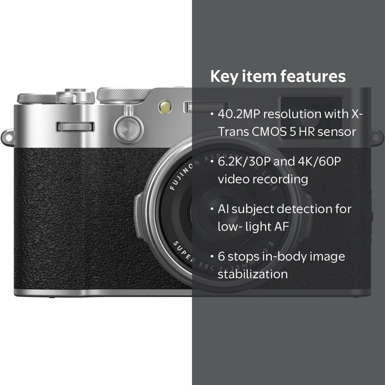 Fujifilm X100VI Digital Camera - Silver, 40.2MP, 6.2K Video